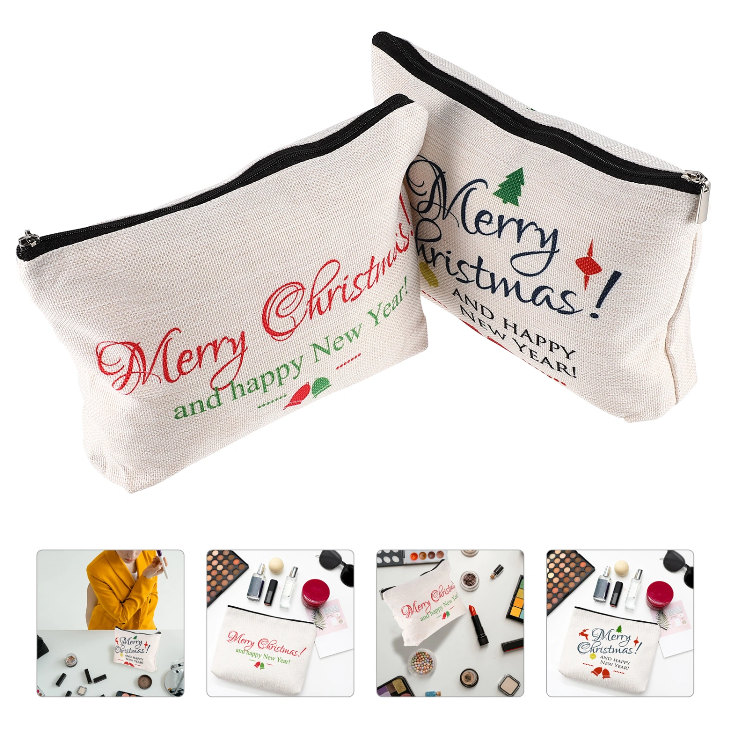 2Pcs Christmas Elements Jewelry Bags Decorative Jewelry Pouches Multi-function Storage Bags