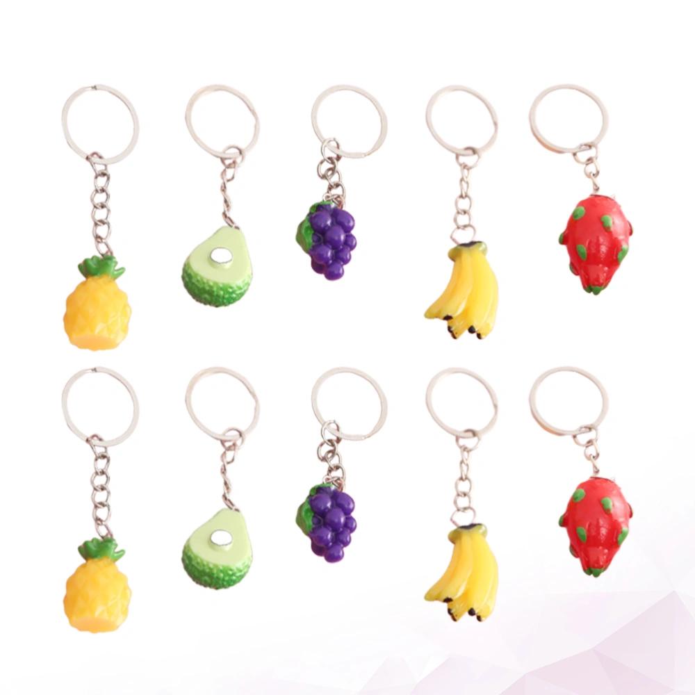 10pcs Simulation Fruit Shaped Keychains Creative Key Holder Stylish Key Ring Key Decoration Small Gift for Girls Women (Mixed Style)