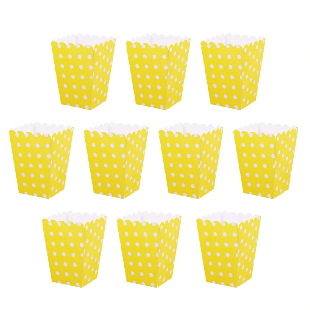 10pcs Popcorn Boxes Holder Containers Cartons Paper Bags Dots Box for Movie Theater Dessert Tables Wedding Favors Yellow and White