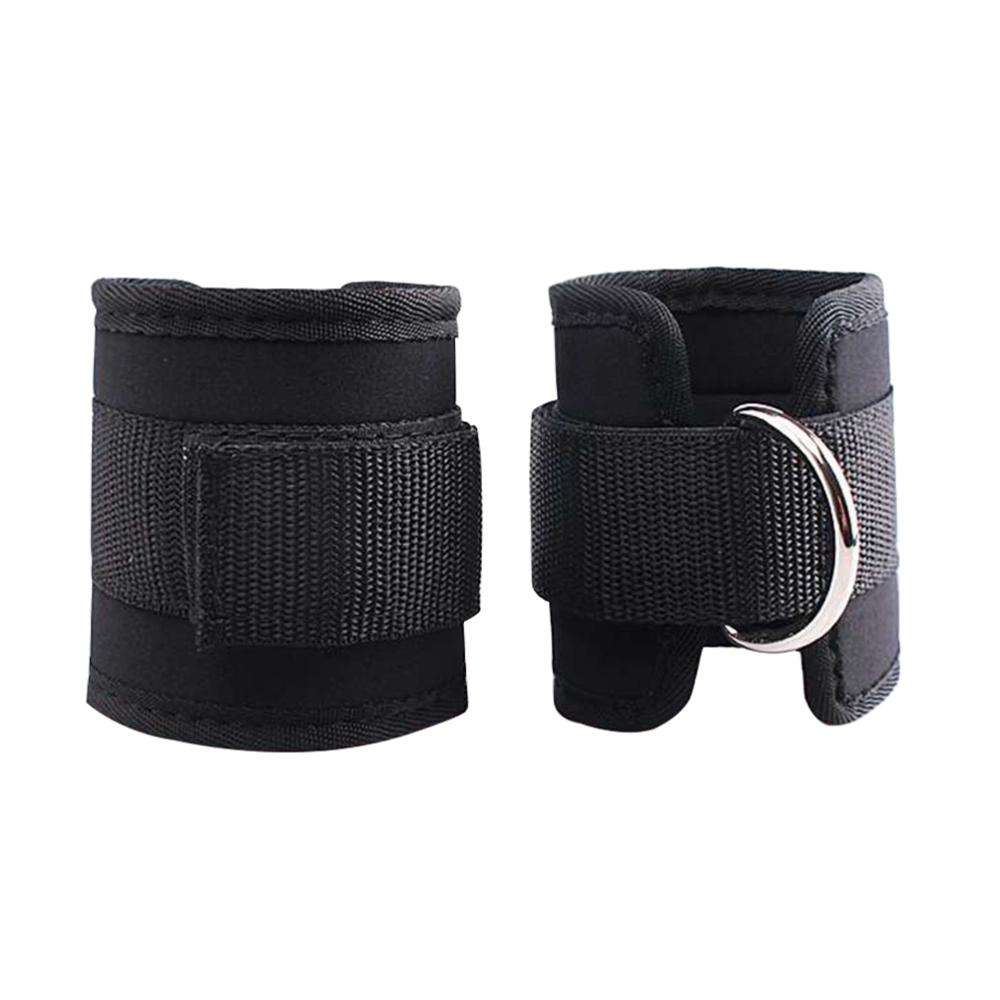 2pcs Ankle Straps D-ring Ankle Calfs Band for Gym Workouts Machines Leg Exercises (Black)