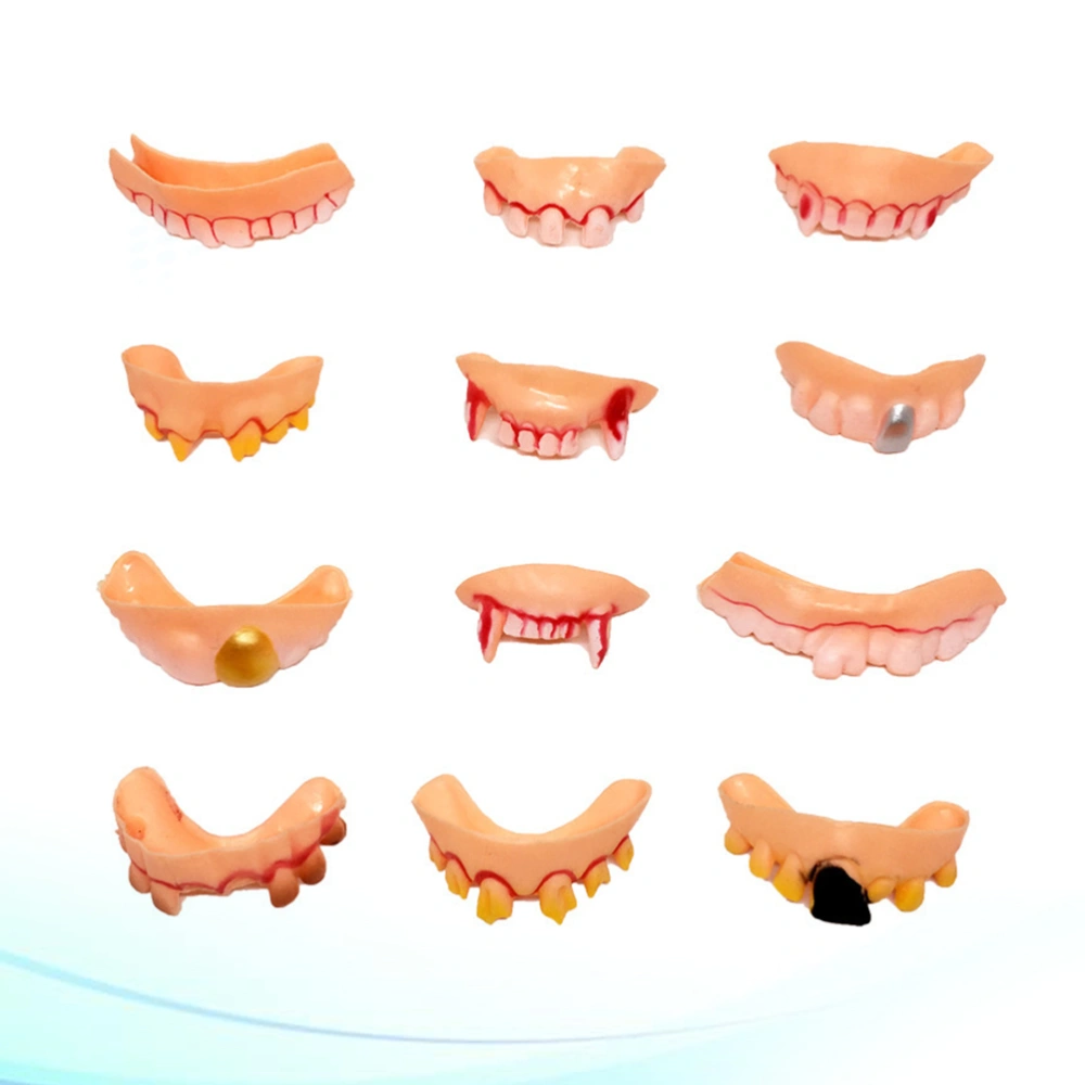 24 Pcs Ugly Teeth Halloween Party False Rotten Teeth Prop Denture Model Prank Funny Tricks Funny Joke Fake Teeth Halloween Party Teeth Model