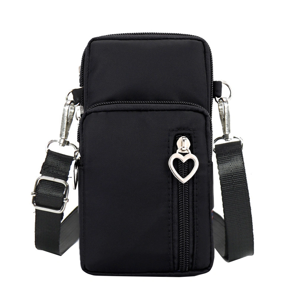 Women Fashion Sports Mini Square Bag Oxford Cloth Messenger Bag Cellphone Pouch Crossbody Bags (Black)