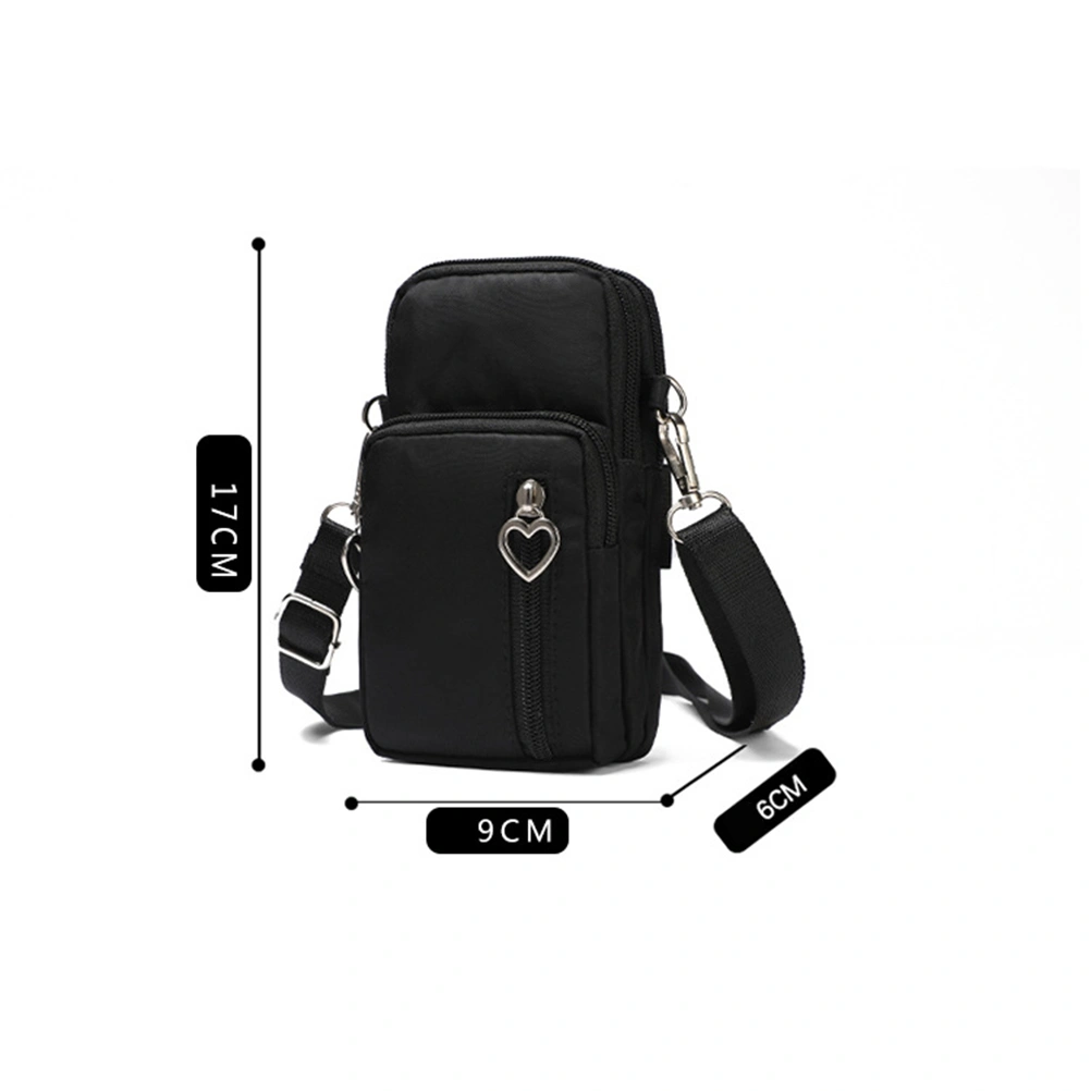 Women Fashion Sports Mini Square Bag Oxford Cloth Messenger Bag Cellphone Pouch Crossbody Bags (Black)