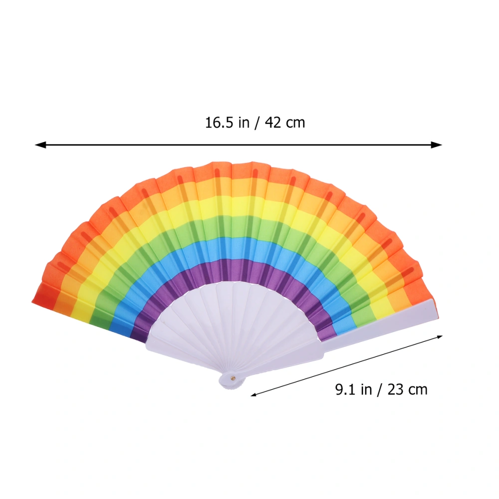 2pcs 23cm Rainbow Folding Fan Rainbow Fan Folding Fan Handheld Fan for Party