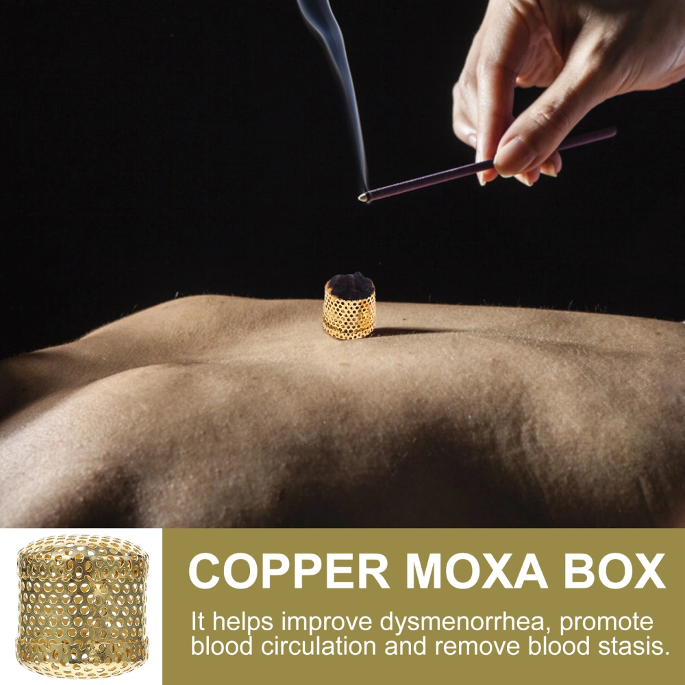 10pcs Copper Moxibustion Boxes Smokeless Moxa Storage Boxes Moxa Anti-ash Net