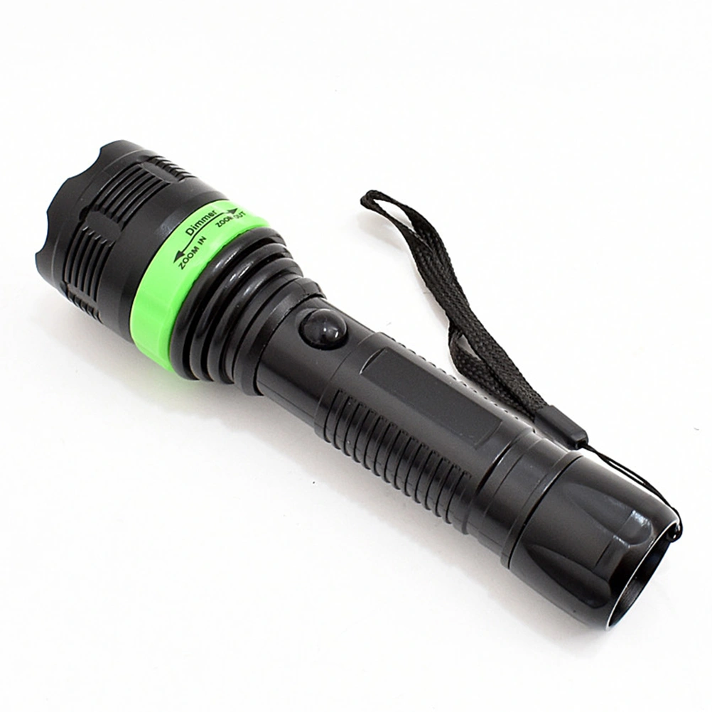 Outdoor Adventure Camping Night Fishing Zoom Flashlight Strong Light Flashlight without Battery (Green)