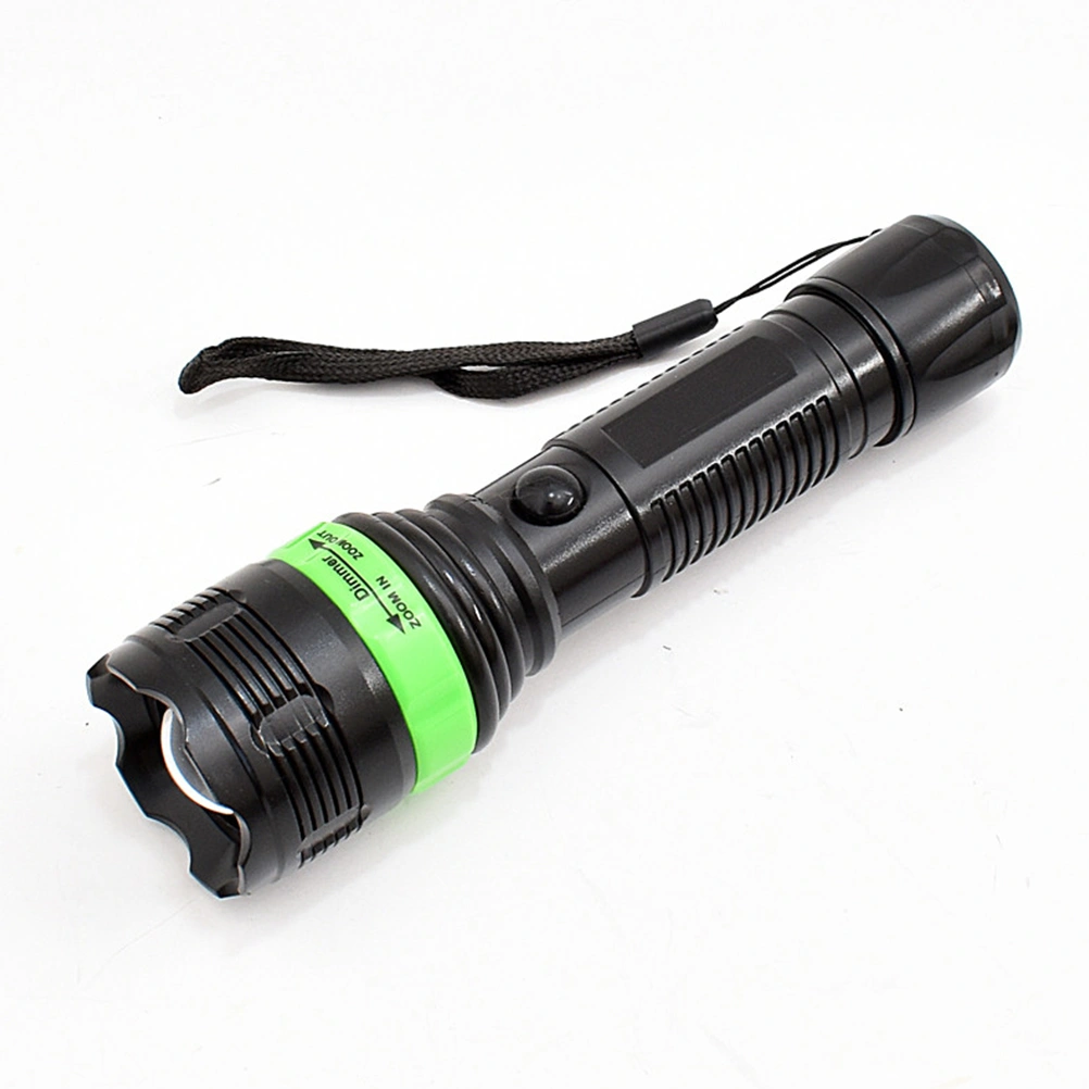 Outdoor Adventure Camping Night Fishing Zoom Flashlight Strong Light Flashlight without Battery (Green)
