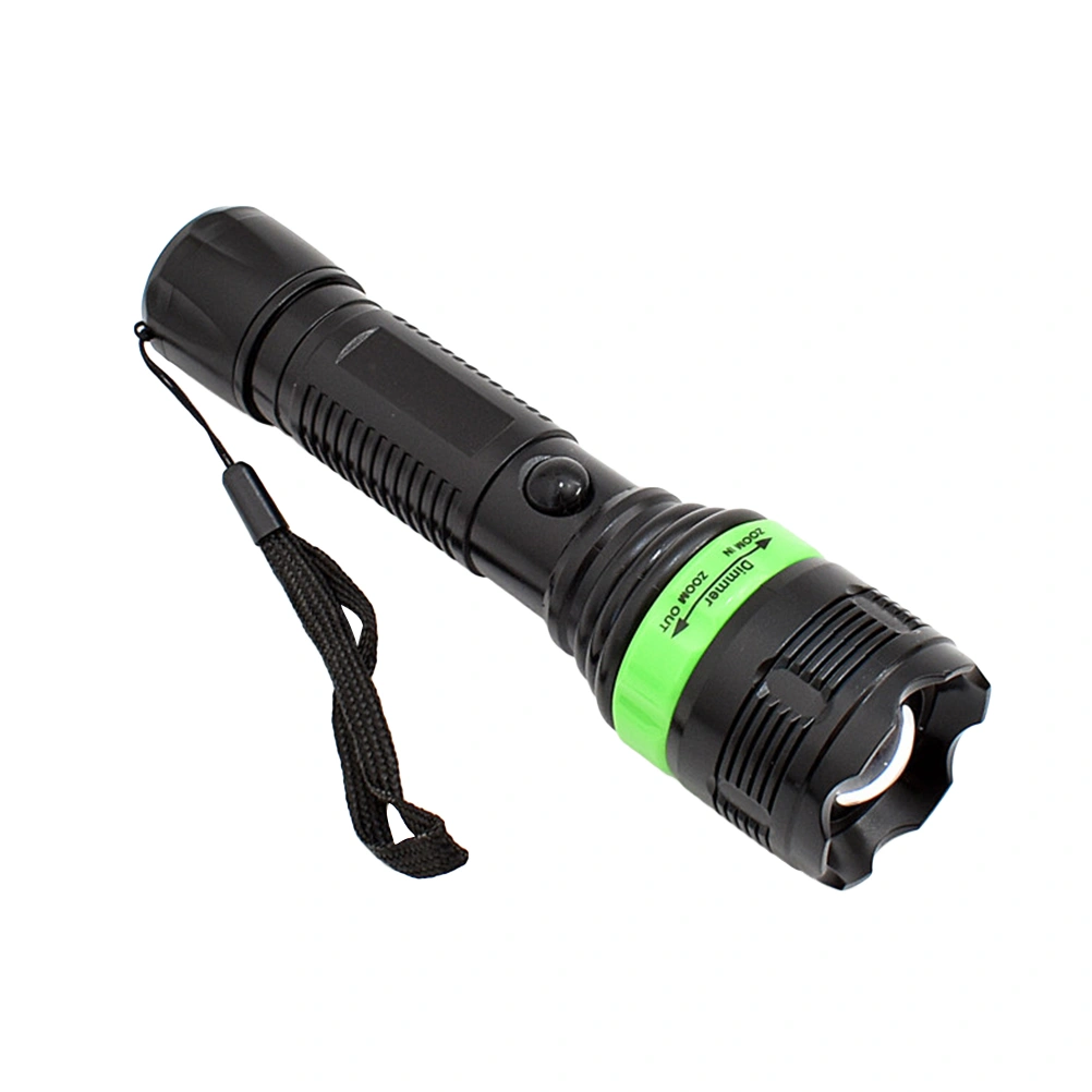 Outdoor Adventure Camping Night Fishing Zoom Flashlight Strong Light Flashlight without Battery (Green)