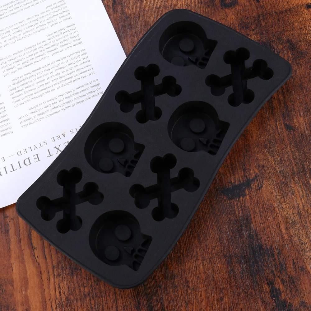 1PC TPR Ice Cube Skull Pattern Ice Cube Mold Freeze Mould for Halloween Party Bar Black