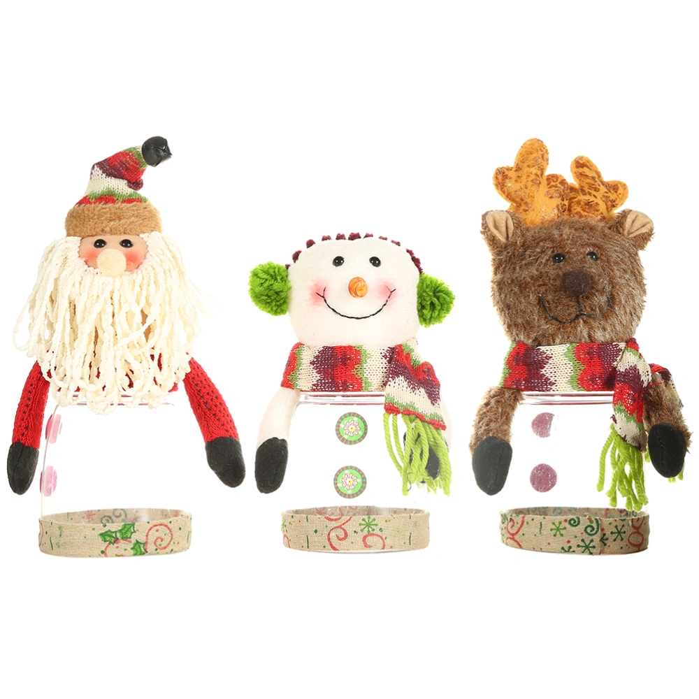 Christmas Santa Claus Candy Jar Xmas Candy Storage Can Gift Biscuit Food Storage Jar Christmas Window Ornament Random Style