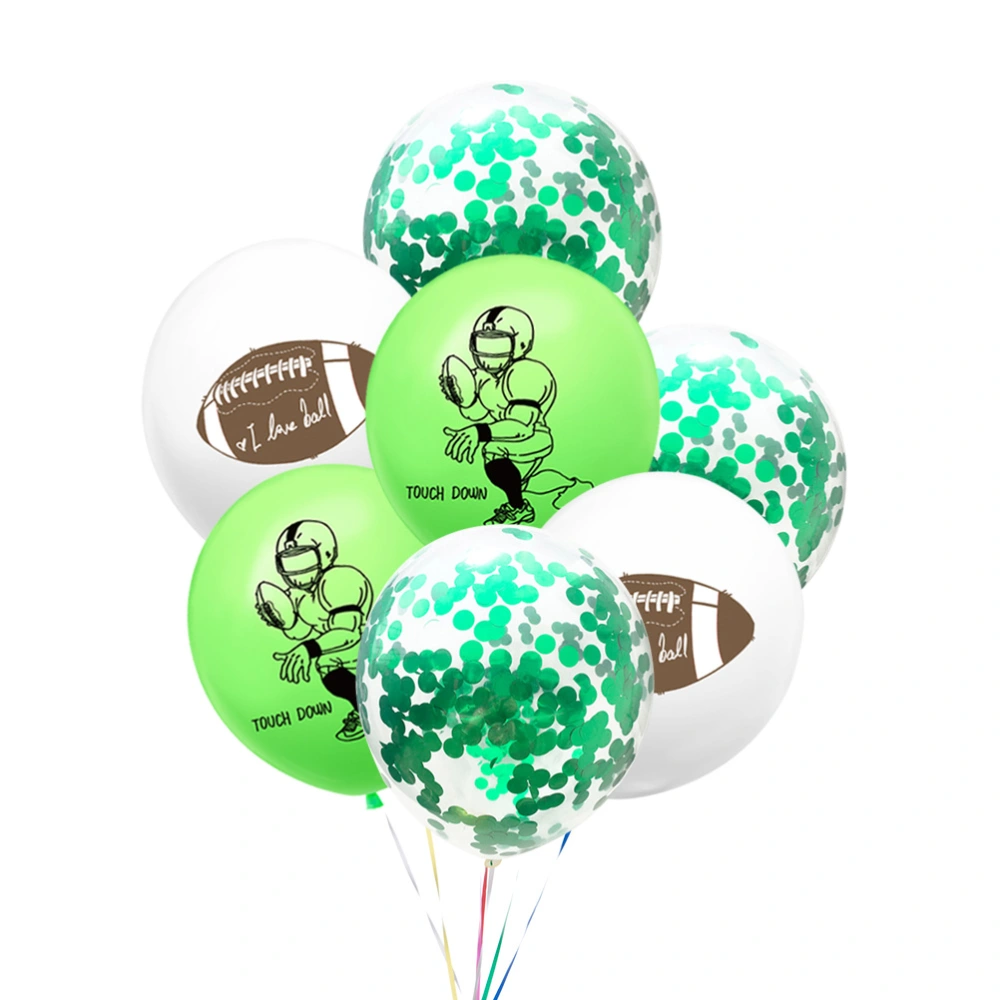 20pcs Football Theme Latex Balloons Set American Football Player Printing Balloons Set Kids Child Theme Birthday Party Supplies Decoration (6pcs Football Player, 6pcs Football Printing and 8pcs Green Confetti Balloons)