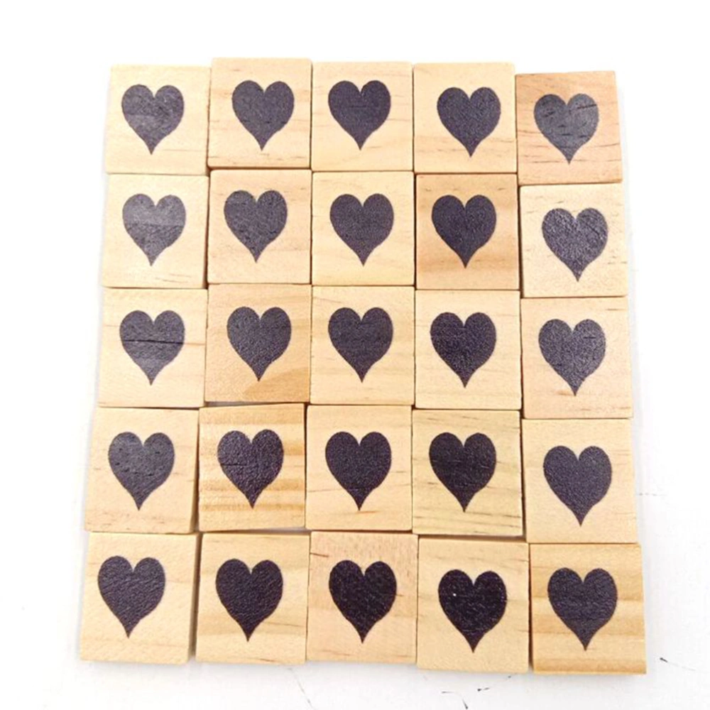 Wooden Cubes Wood DIY Black Heart Pattern Square Blocks Decor for Puzzle Making Crafts and DIY Projects Crafts