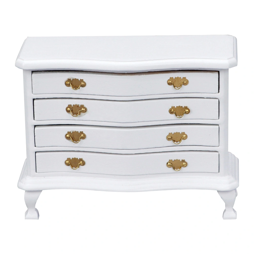 1PC Mini House Adornment Multi-drawer Chest Mini House Decoration (White)