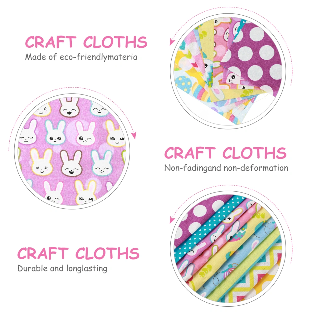 10pcs Easter Patchwork Cloths Festival Rabbit Eggs DIY Sewing Quilting Cloths