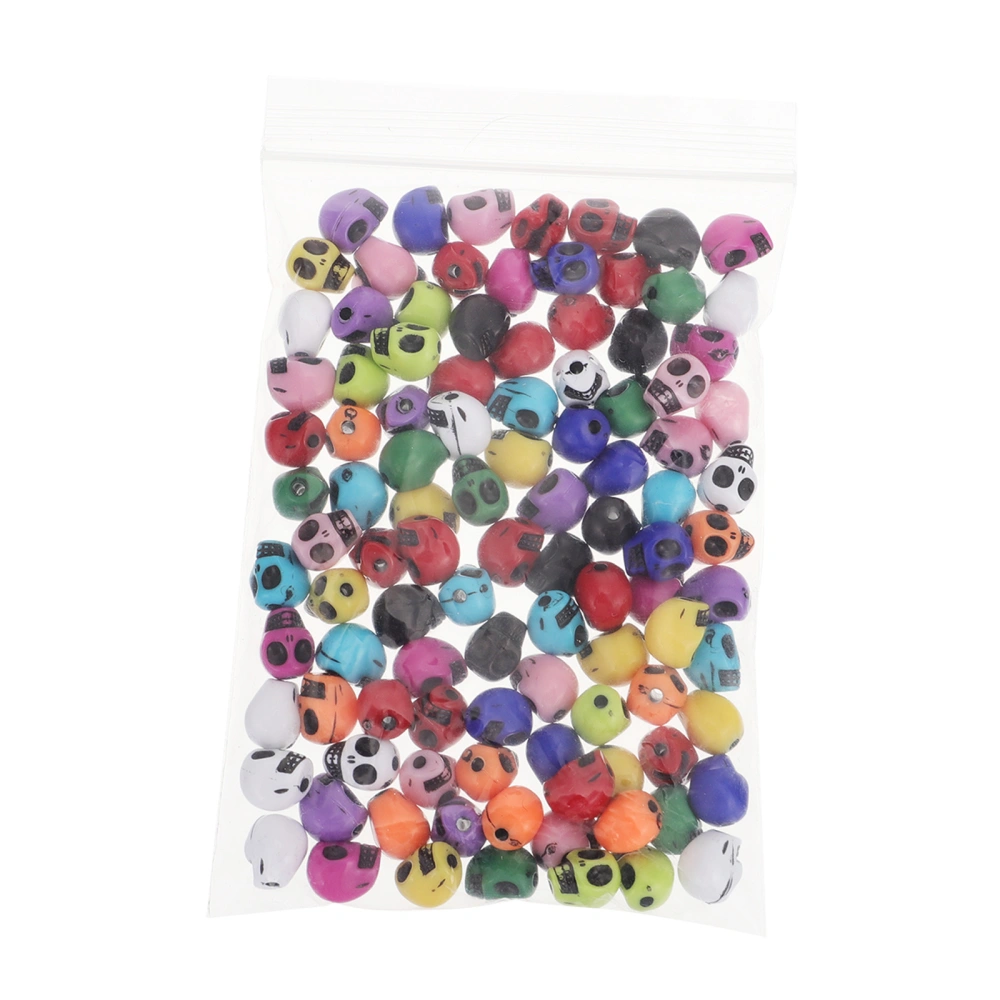 100PCS Skull Head Bead Halloween Jewelry DIY Bead Decorative Loose Bead