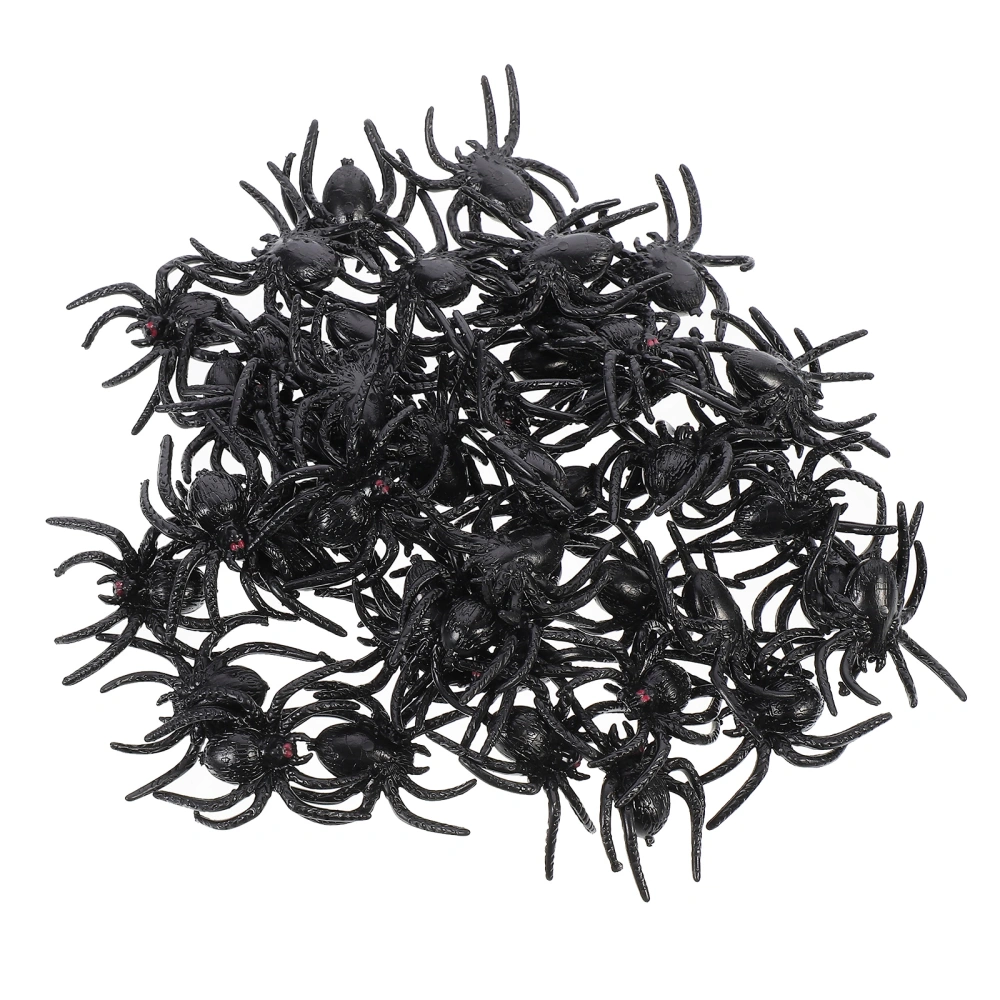 50PCS Scary Halloween Decoration Spider Durable and Black Plastic Spider