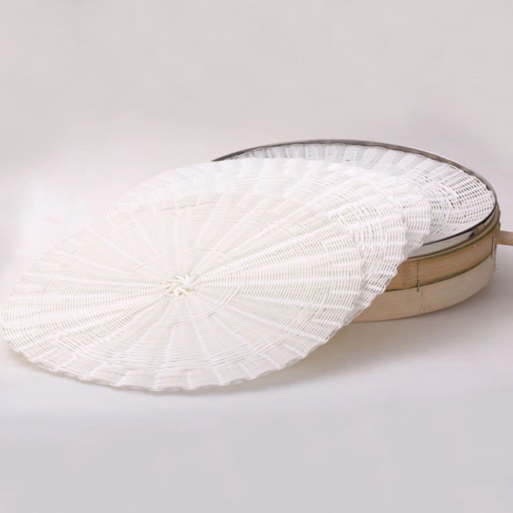 2pcs Imitation Rattan Steamer Mats Round Steaming Pad Reusable Non-stick Mat for Steamed Bun Dim Sum (22CM)