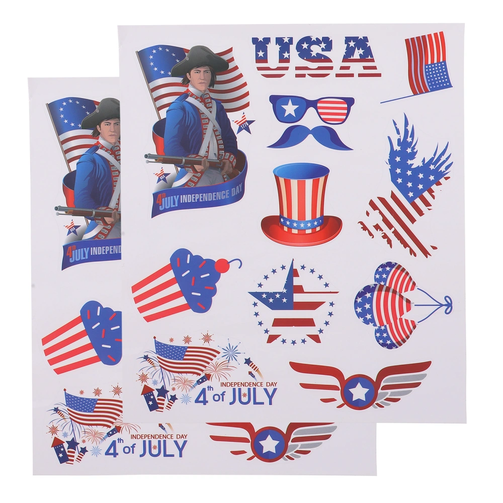 10 Sheets Independence Day Theme Stickers Removable Luggage Laptop Stickers