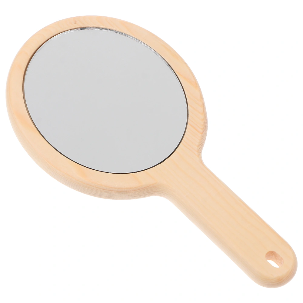 Handheld Makeup Mirror Portable Wooden Mirror Creative Cosmetic Mirror