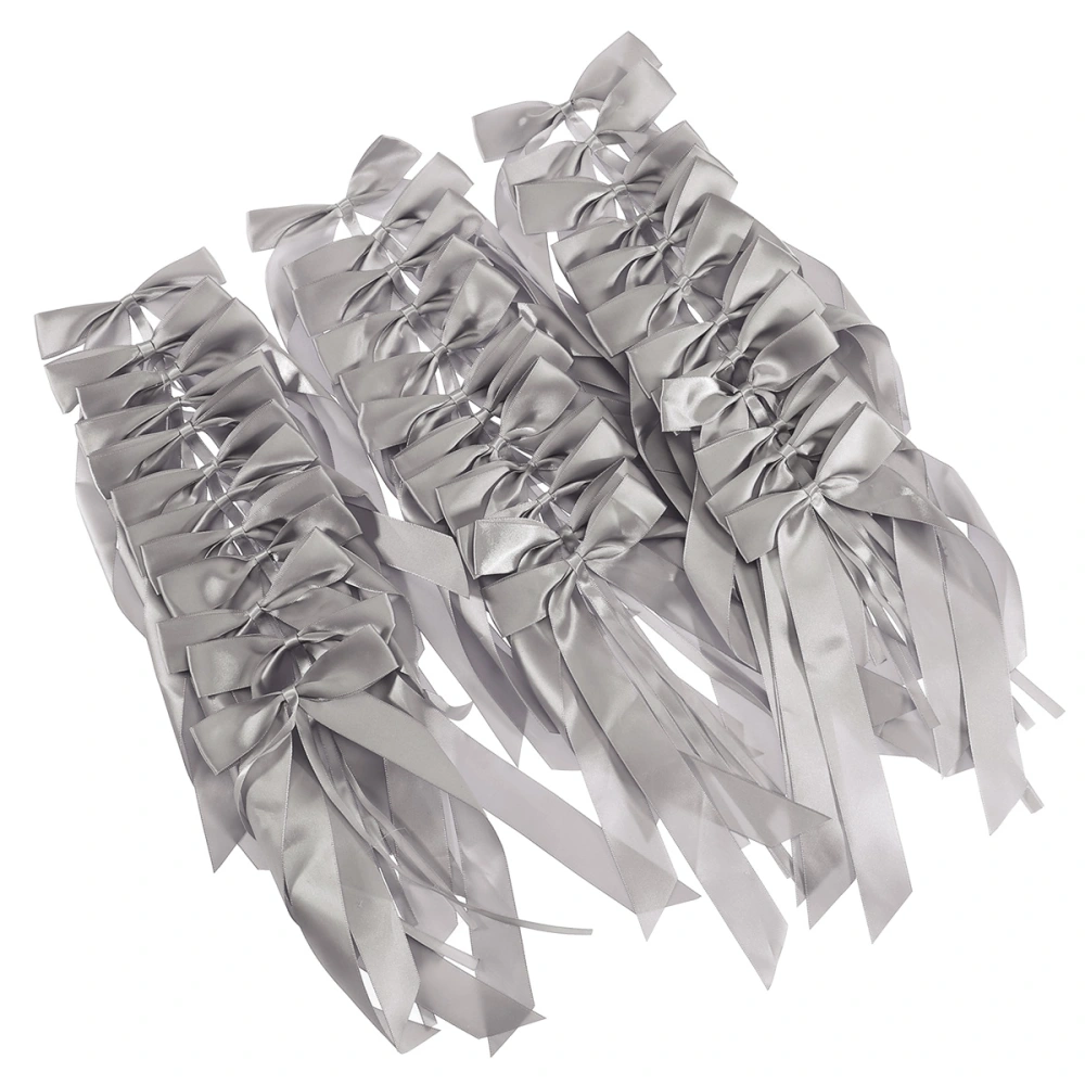 25pcs Bow Ribbon Wedding Car Decor Bow for Wedding Party Gathering (Grey)