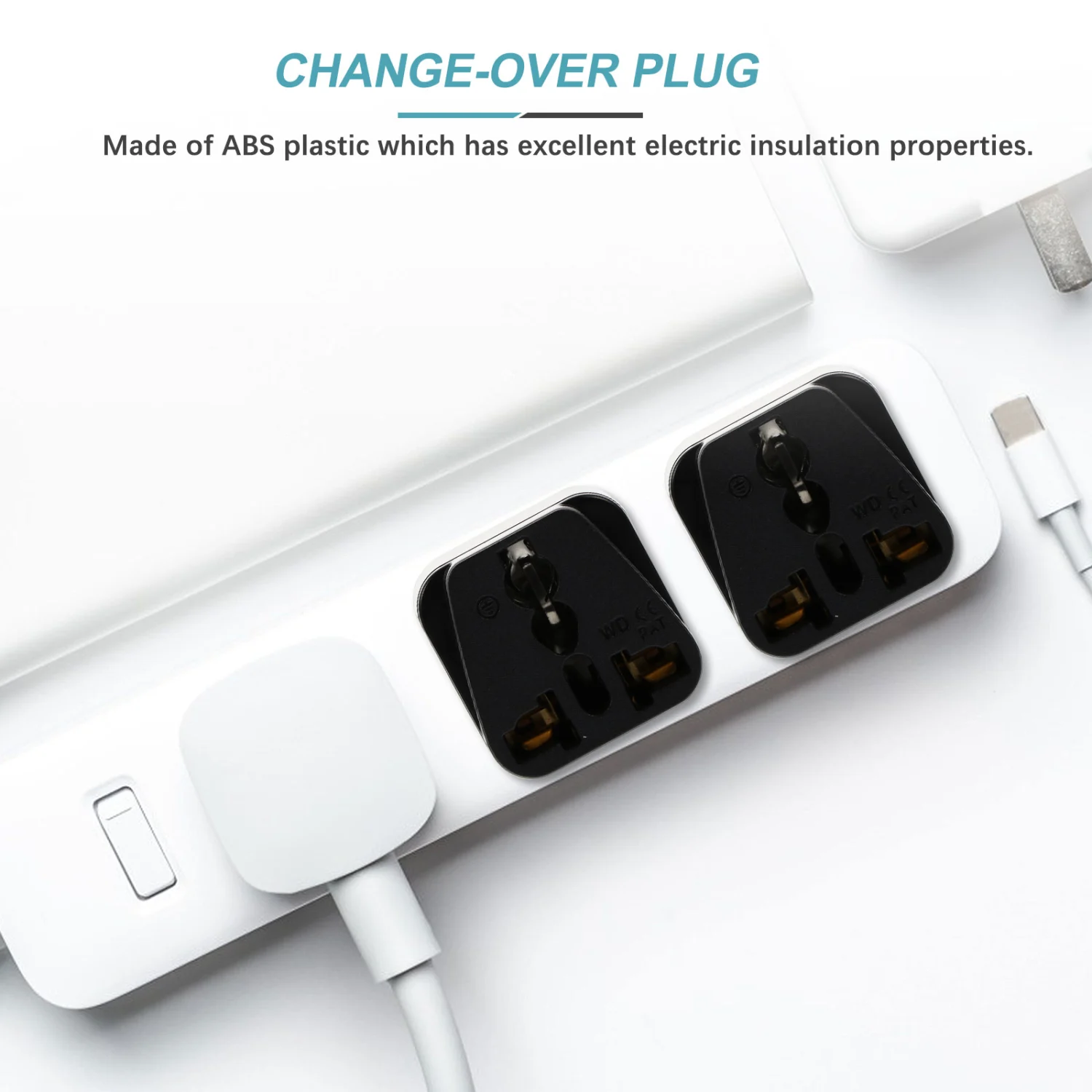 4Pcs Switch Plugs from American Standard to European Standard (US Plug)
