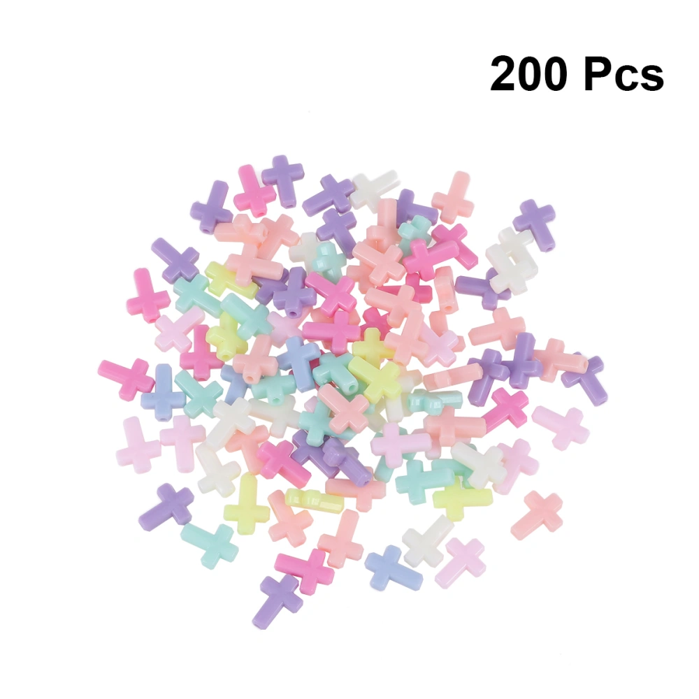 200pcs Mixed Color Chunky Acrylic Cross Beads Pendant Charm for Necklace Jewelry Making(Random Color)