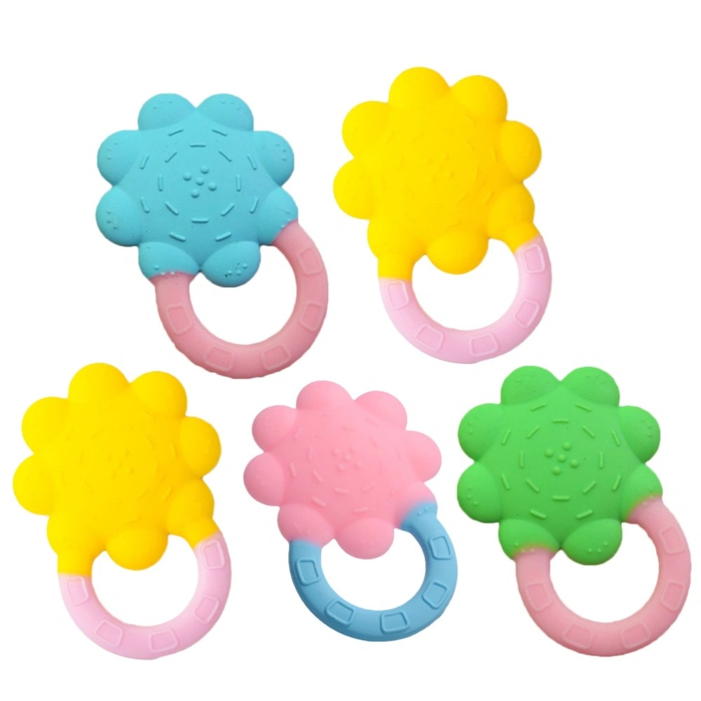 5 Pcs Silicone Baby Teething Toy Teethers Food Grade Teether for Baby and Toddlers (Random Color)