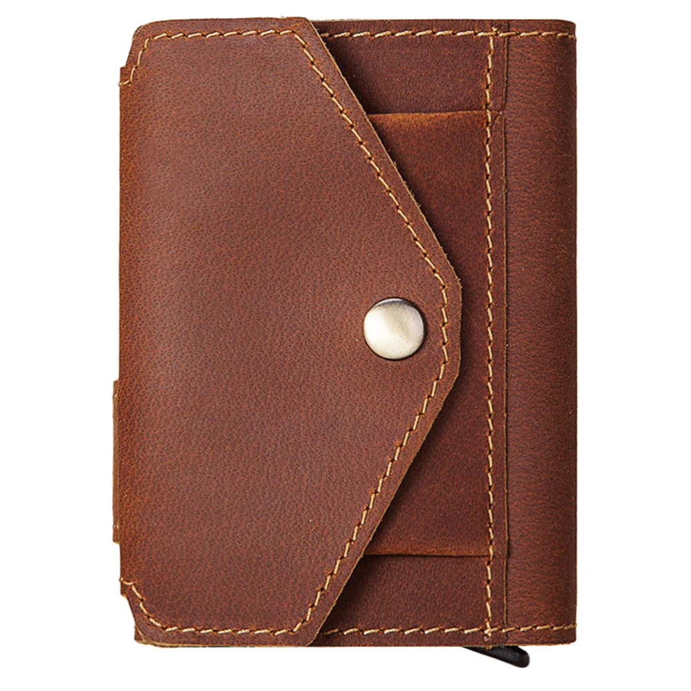 Leather Men Wallet Buckle Design Purse Practical Button Cards Cash Wallet