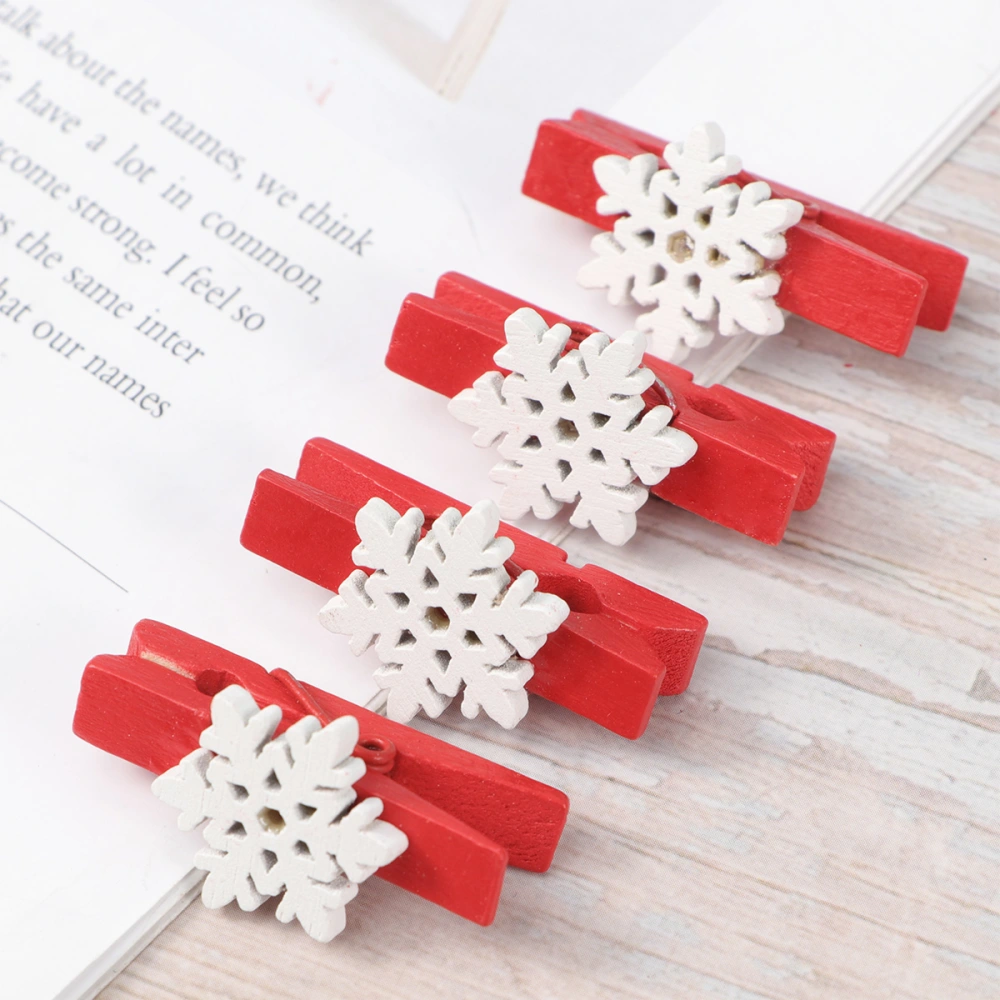 50pcs Xmas Wooden Clips Snowflake Christmas Tree Shape Snacks Clips Photo Picture Clips