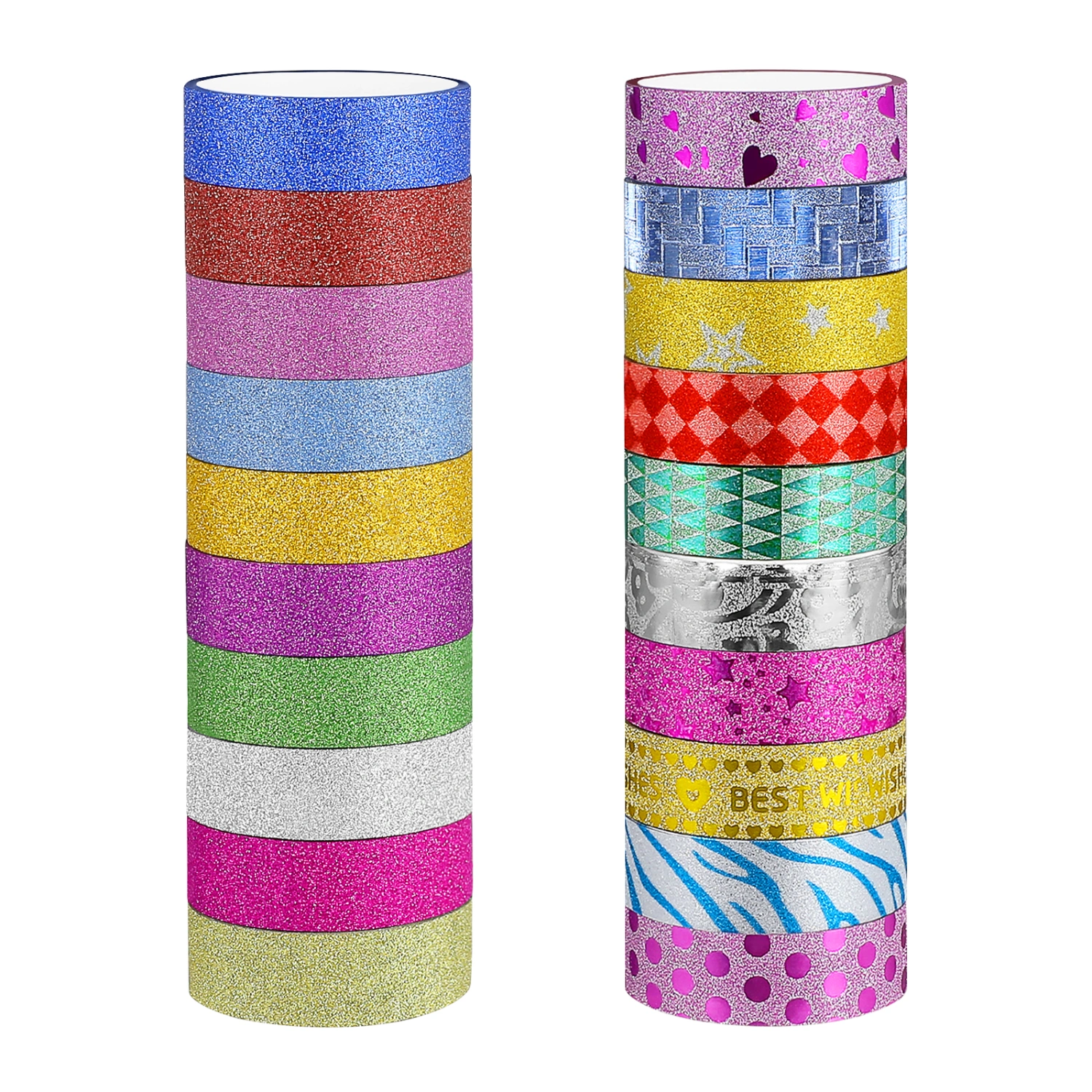MILISTEN 20 Rolls Washi Masking Tape Set Decorative Glitter Tape Set for DIY Craft Scrapbook Gift Wrapping