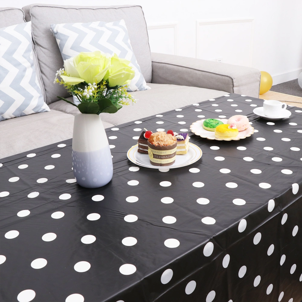 Polka Dots Pattern Disposable Tablecloth Plastic Picnic Table Covers Table Decor Party Supplies for Festival Xmas Birthday (Black and White)