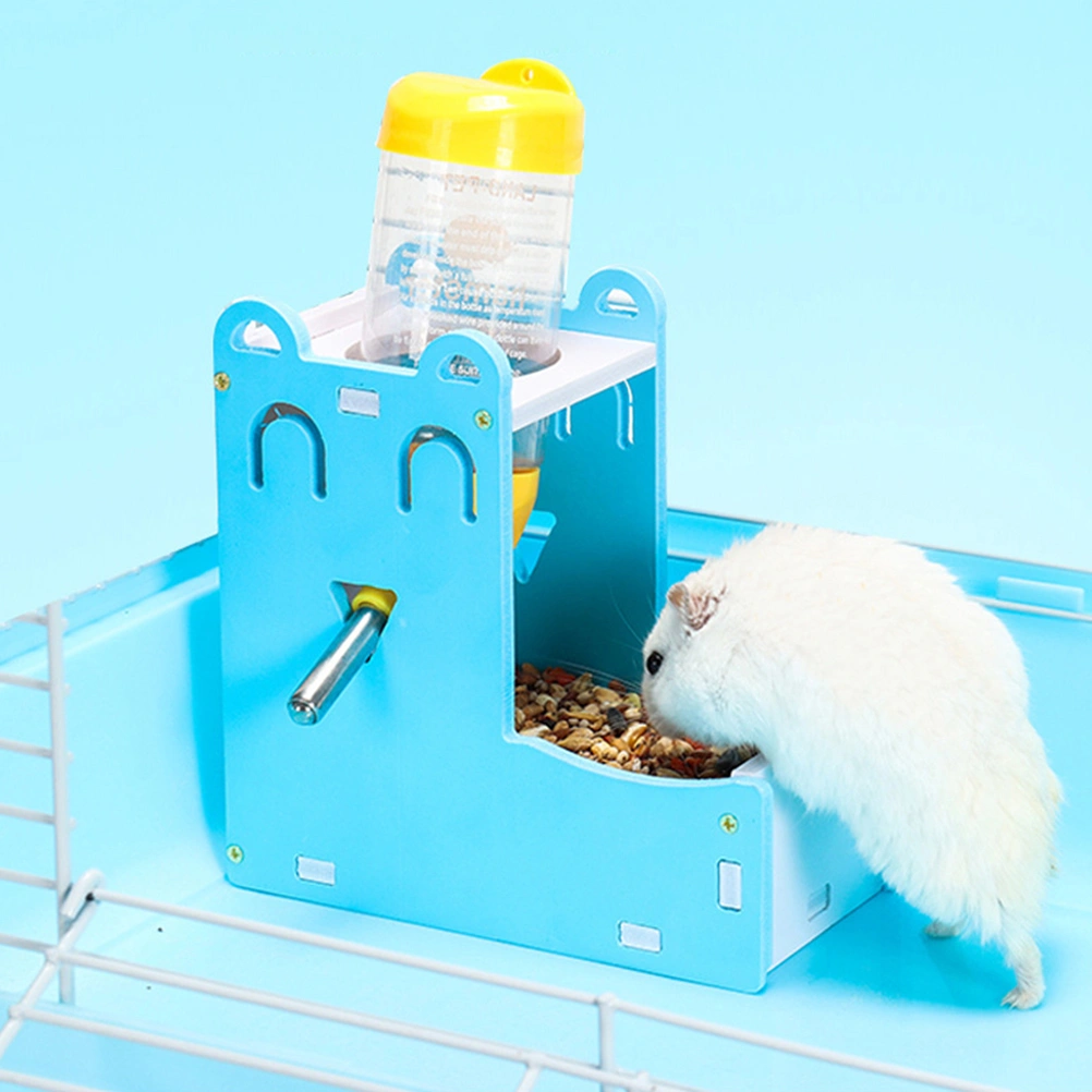 Creative Pet Drinking Fountain Holder Hamster Water Dispenser Rack Pet Feeding Basin Supplies Without Water Bottle (Blue)