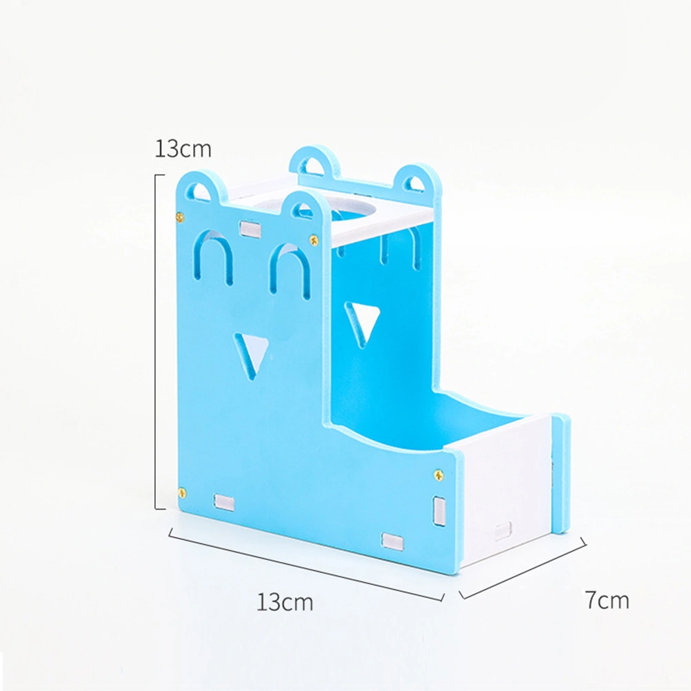 Creative Pet Drinking Fountain Holder Hamster Water Dispenser Rack Pet Feeding Basin Supplies Without Water Bottle (Blue)