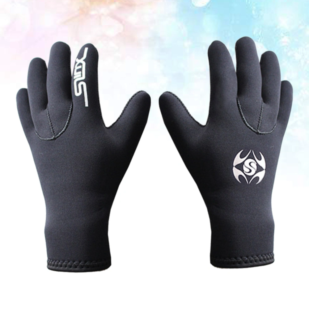 1 Pair 3mm Neoprene Scuba Dive Gloves Swim Gloves Elastic Warm Non-slip Snorkel Gloves Wetsuit Gloves Snorkeling Equipment for Winter Swim Diving Spearfishing - Size L (Black)