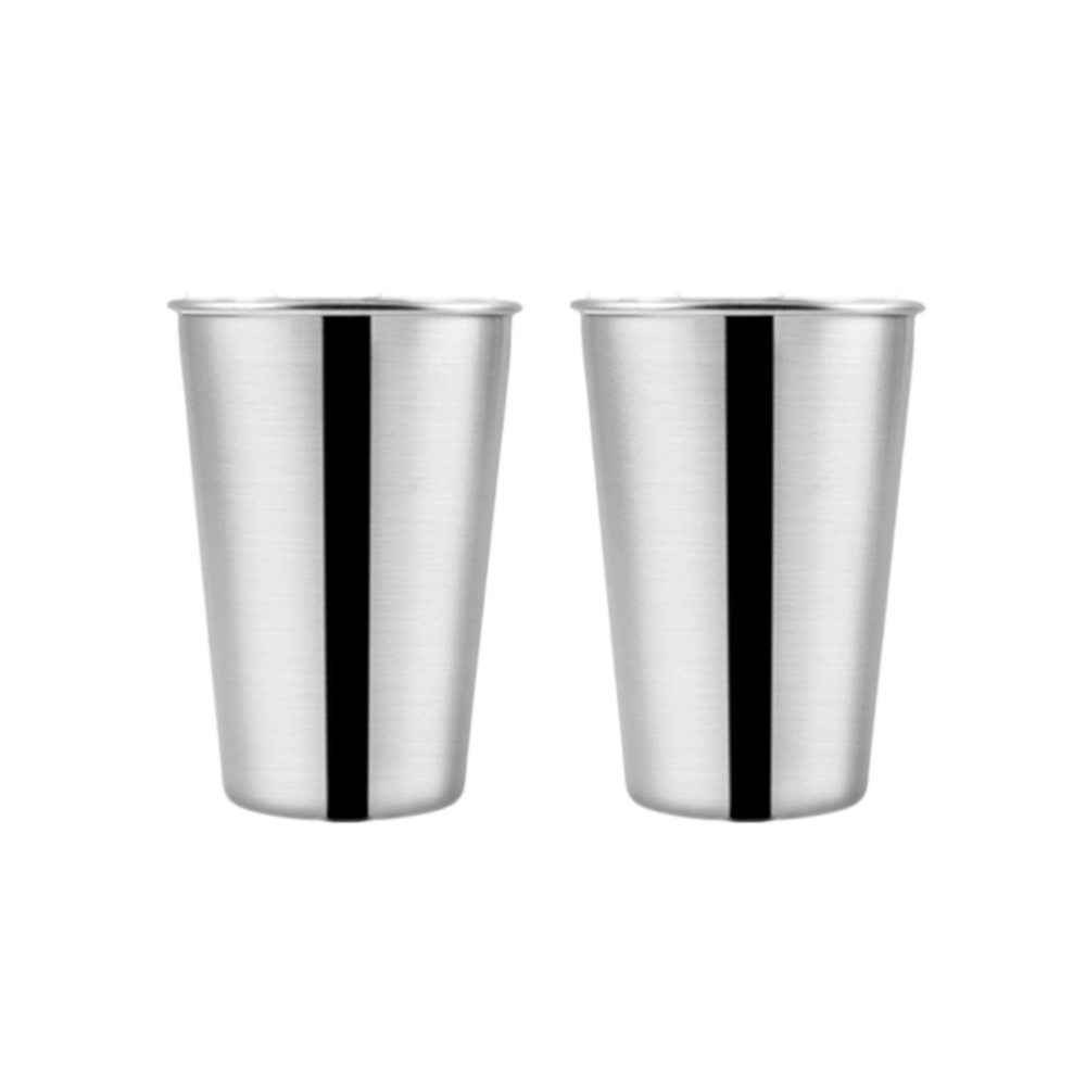 2pcs Single-deck Mug Stainless Steel Beer Mug Outdoor Portable Car Cup Coffee Cup (230ml)