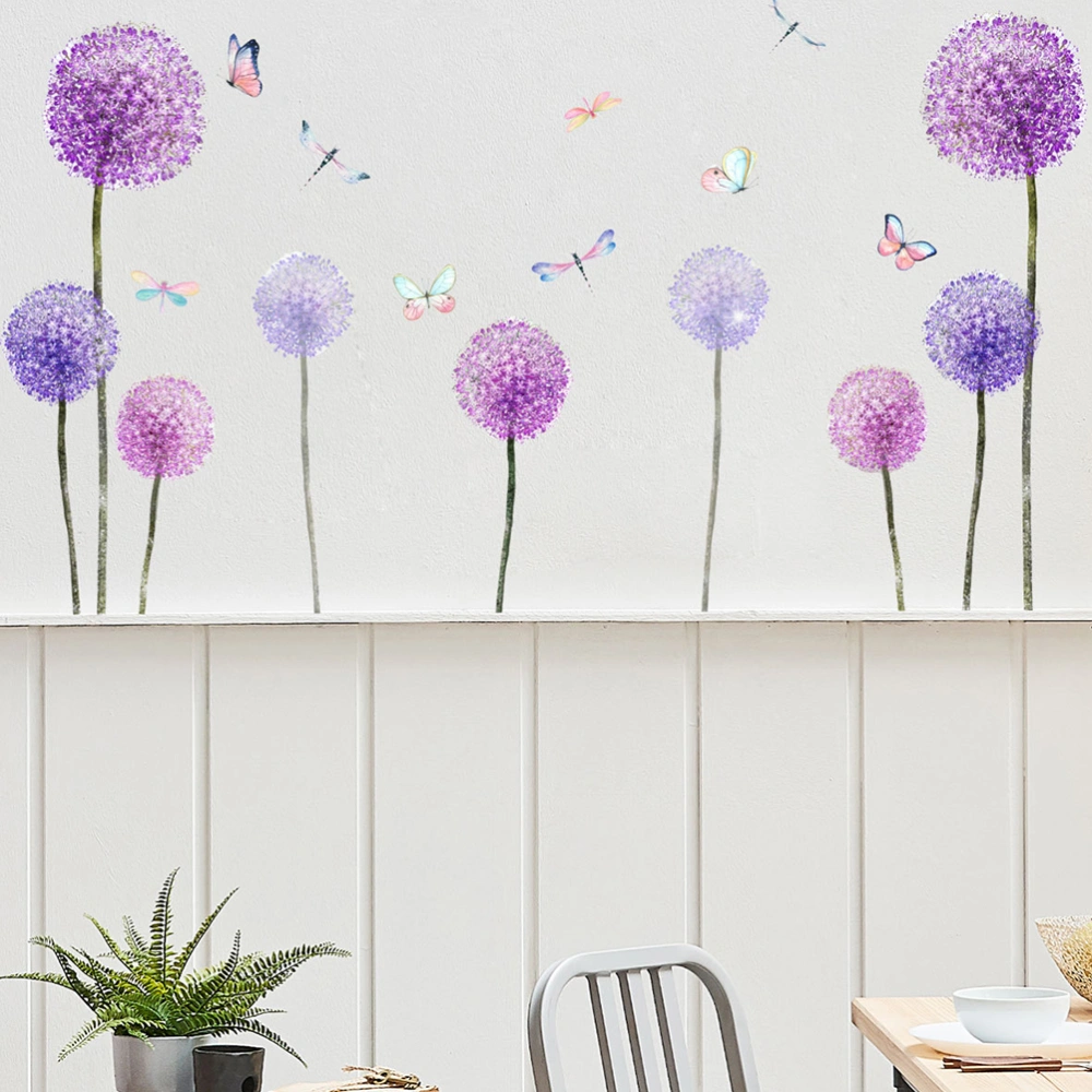 1 Set Purple Dandelion Wall Stickers Home Wall DIY Decals Indoor Wall Decors