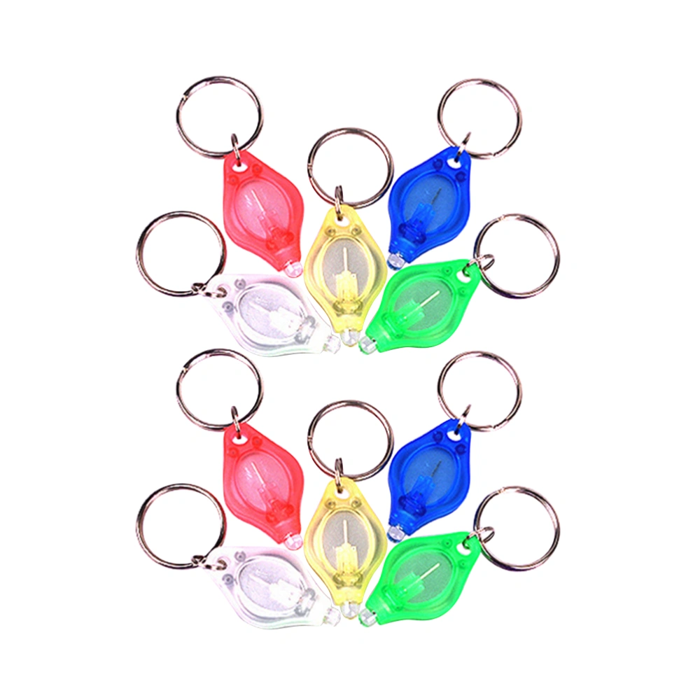 10PCS LED Keychain Flashlight Key Ring Plastic Mini Light Torch for Purse Bag Car Key (Random Color, White Light)