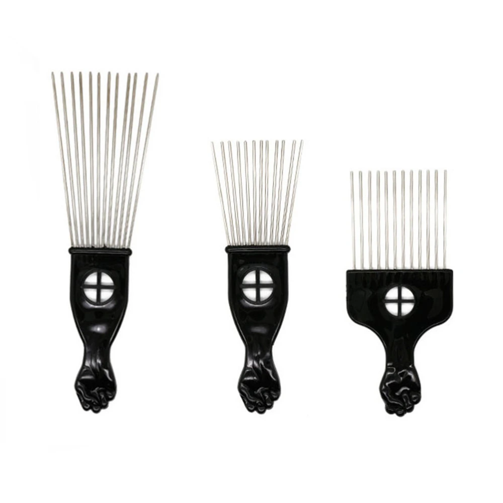 3pcs Metal Pick Combs Hair Styling Brush Metal Hair Pick with Fist Handle for Volume and Tangles Hair