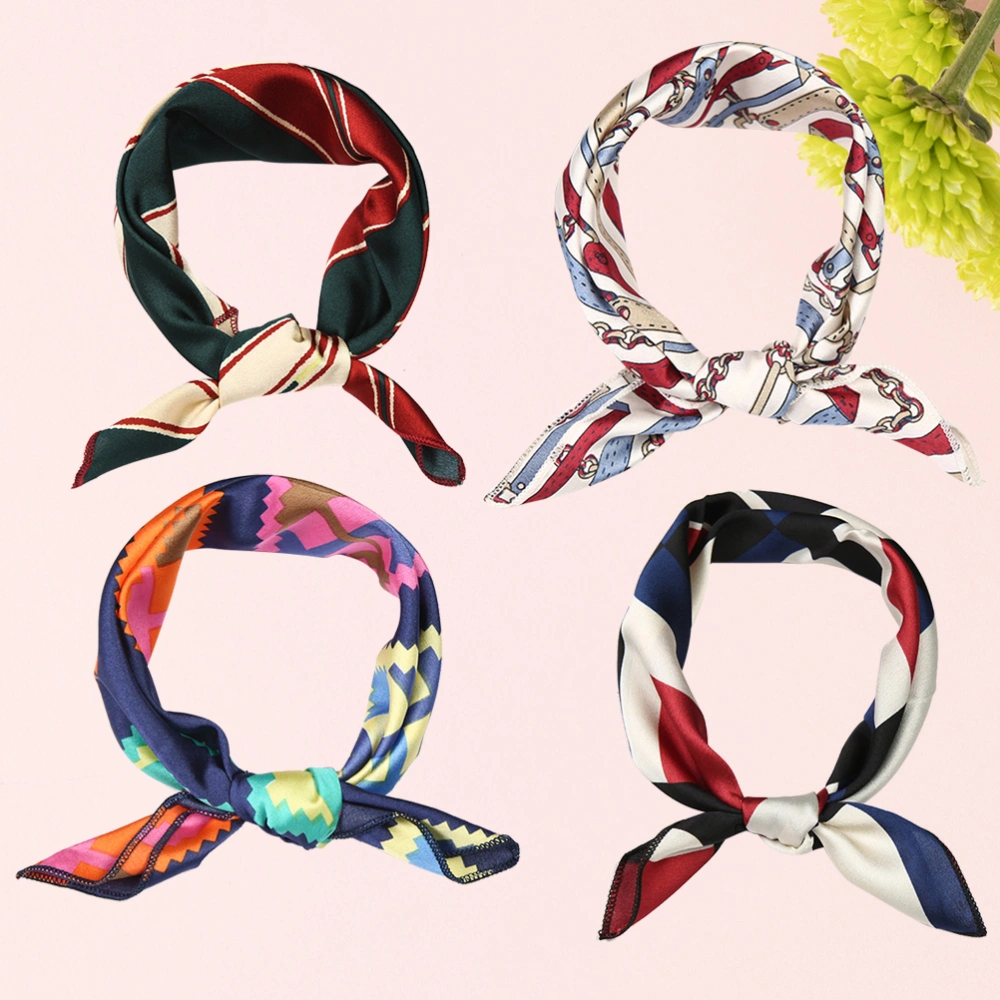 4pcs Women's Satin Headband Multicolor Head Wrap with Loose Knot Elastic Hair Accessory