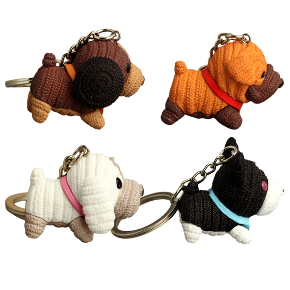 4pcs Key Rings Key Chains Cartoon Dog Design Key Pendants DIY Accessories