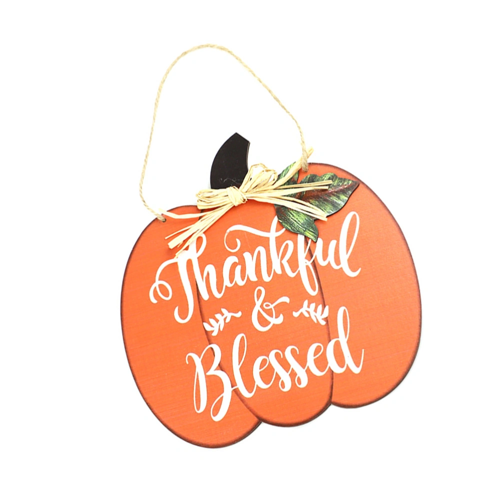 Thanksgiving Thankful Blessed Pumpkin Hanging Sign Wood Board Plaque Home Decor