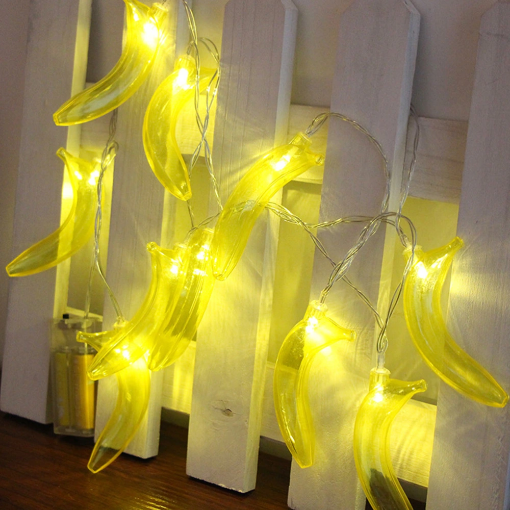 1.5 Meter Warm White Light LED Banana Lamp String Fruit String Lamp Interior Decorative Lamp Children's Night Lamp Room Party Light(Transparent)