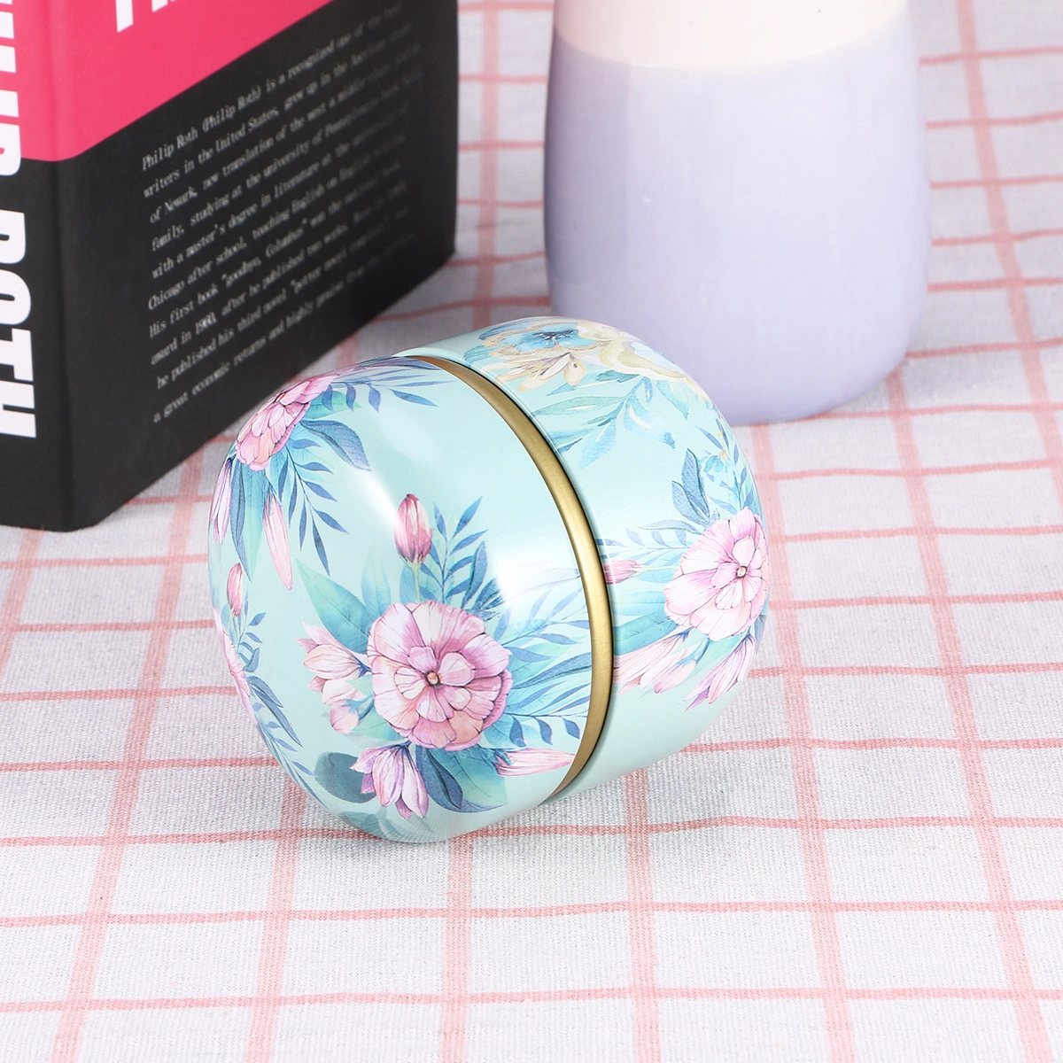 Mini Tinplate Tea Leaf Jar Portable Small Round Candy Jar Dual Lid Sealing Can Aromatizer Spice Storage Tank