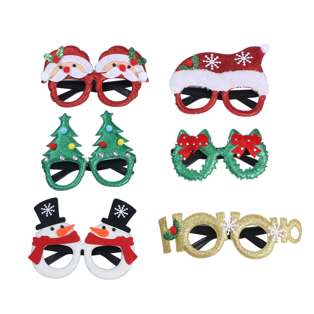 6pcs Funny Christmas Party Eyeglasses Christmas Tree Santa Bowknot Letter Snowman Eye Glasses Photo Props Party Supplies