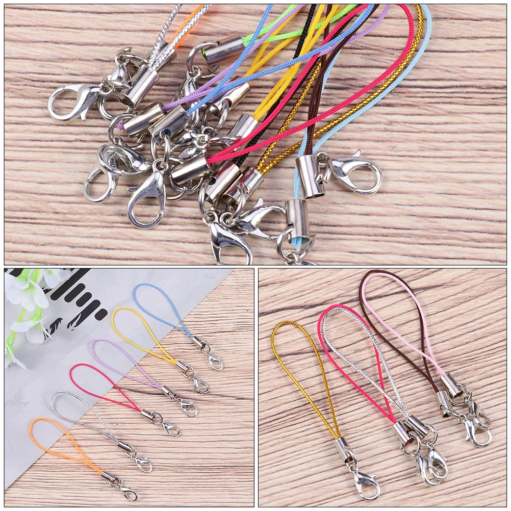 200pcs Cell Phone Charm Straps Lobster Clasp Lariat Cord Mobile Phone Lanyards