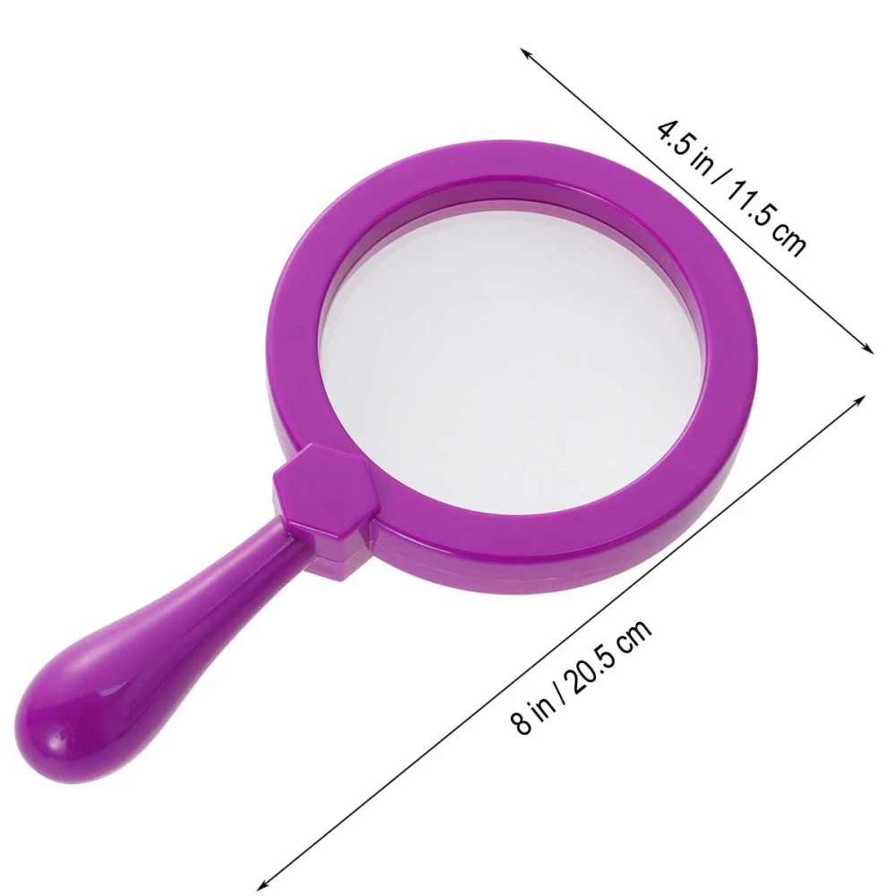 Magnifying Glass Portable Children Detective Explore Learning Toy Handle Magnifier for Kids (Purple)