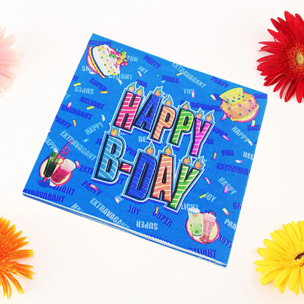 Birthday Party Disposable Napkins Colorful Printing Paper Towel Handkerchief
