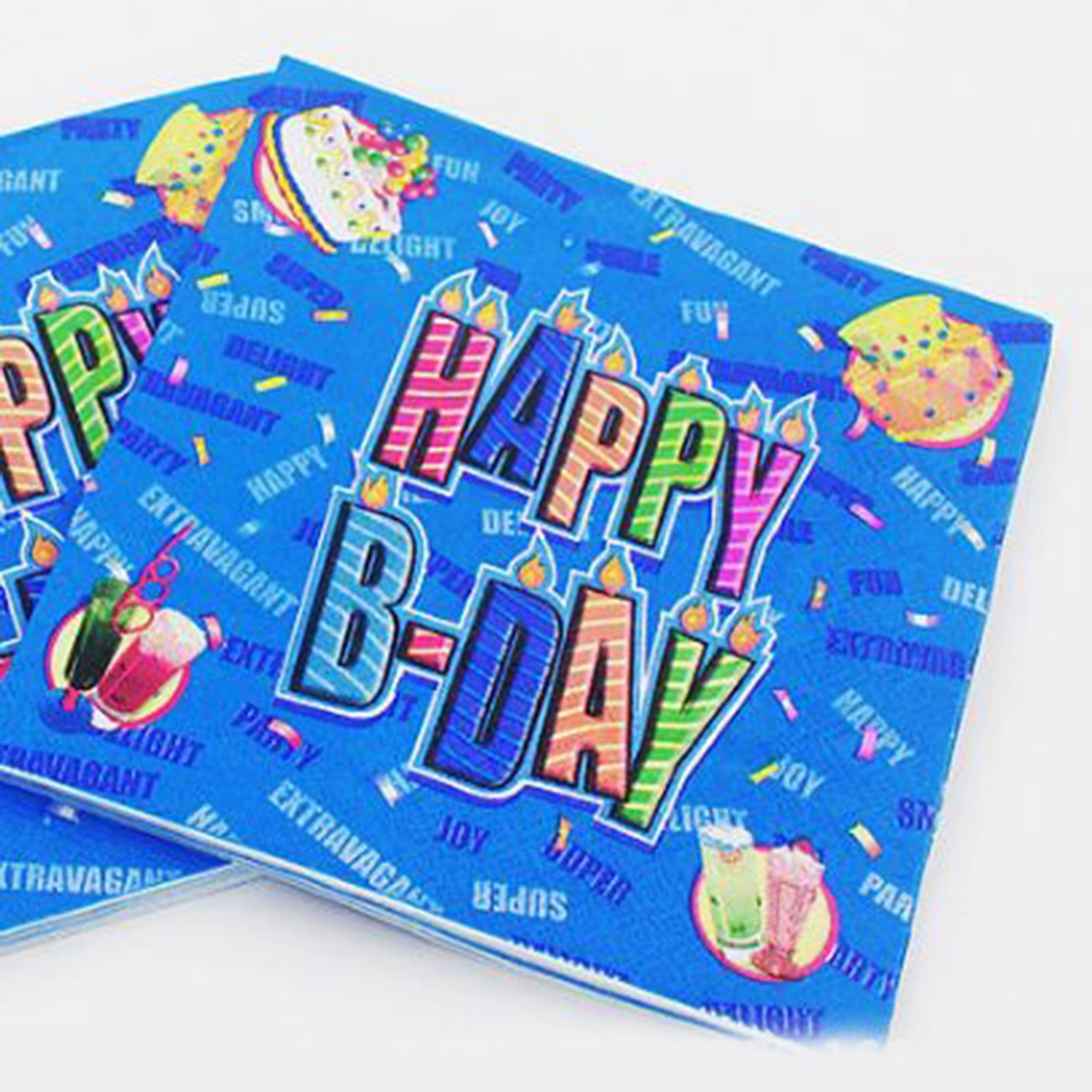 Birthday Party Disposable Napkins Colorful Printing Paper Towel Handkerchief