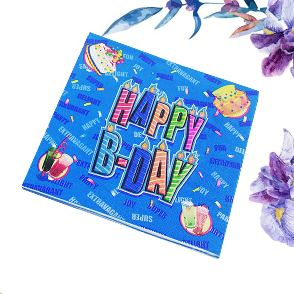 Birthday Party Disposable Napkins Colorful Printing Paper Towel Handkerchief