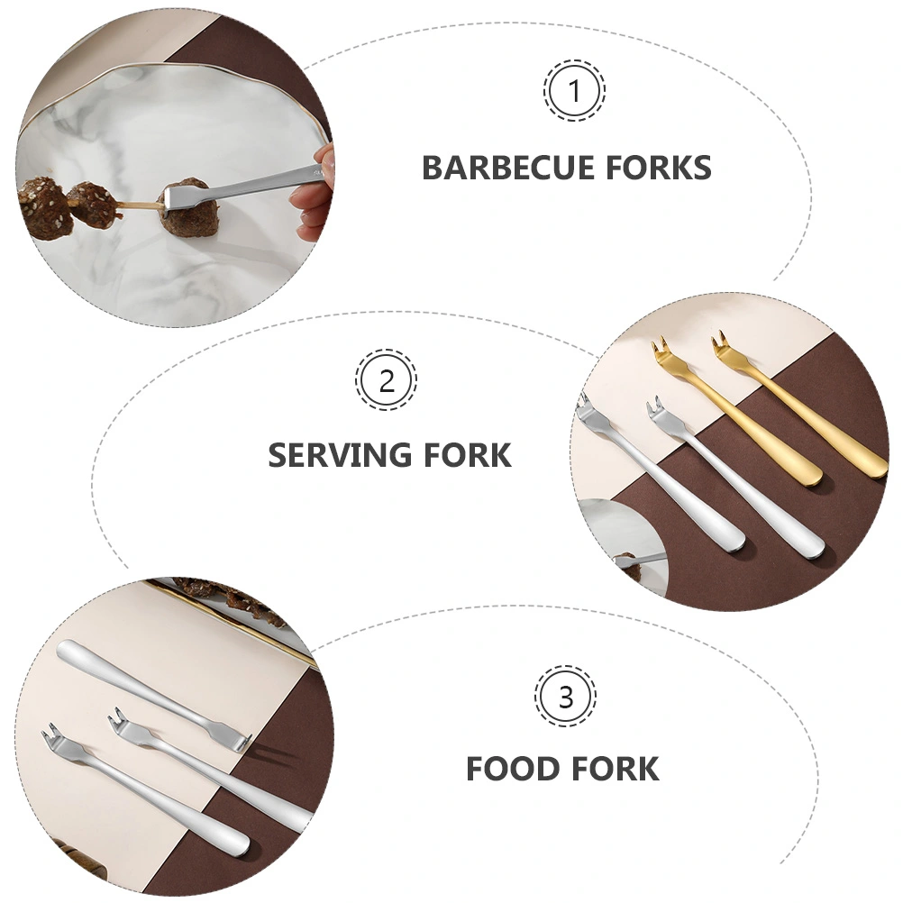 1 Set 4Pcs Stainless Steel Meat Forks Barbecue Serving Forks (Assorted Color)
